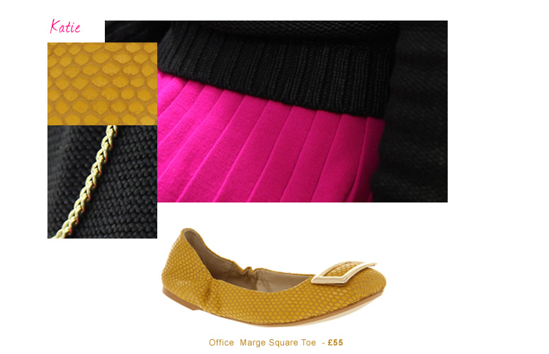 Ballerina's, how to wear it? - Katie wears Marge square toe mustard snakeskin