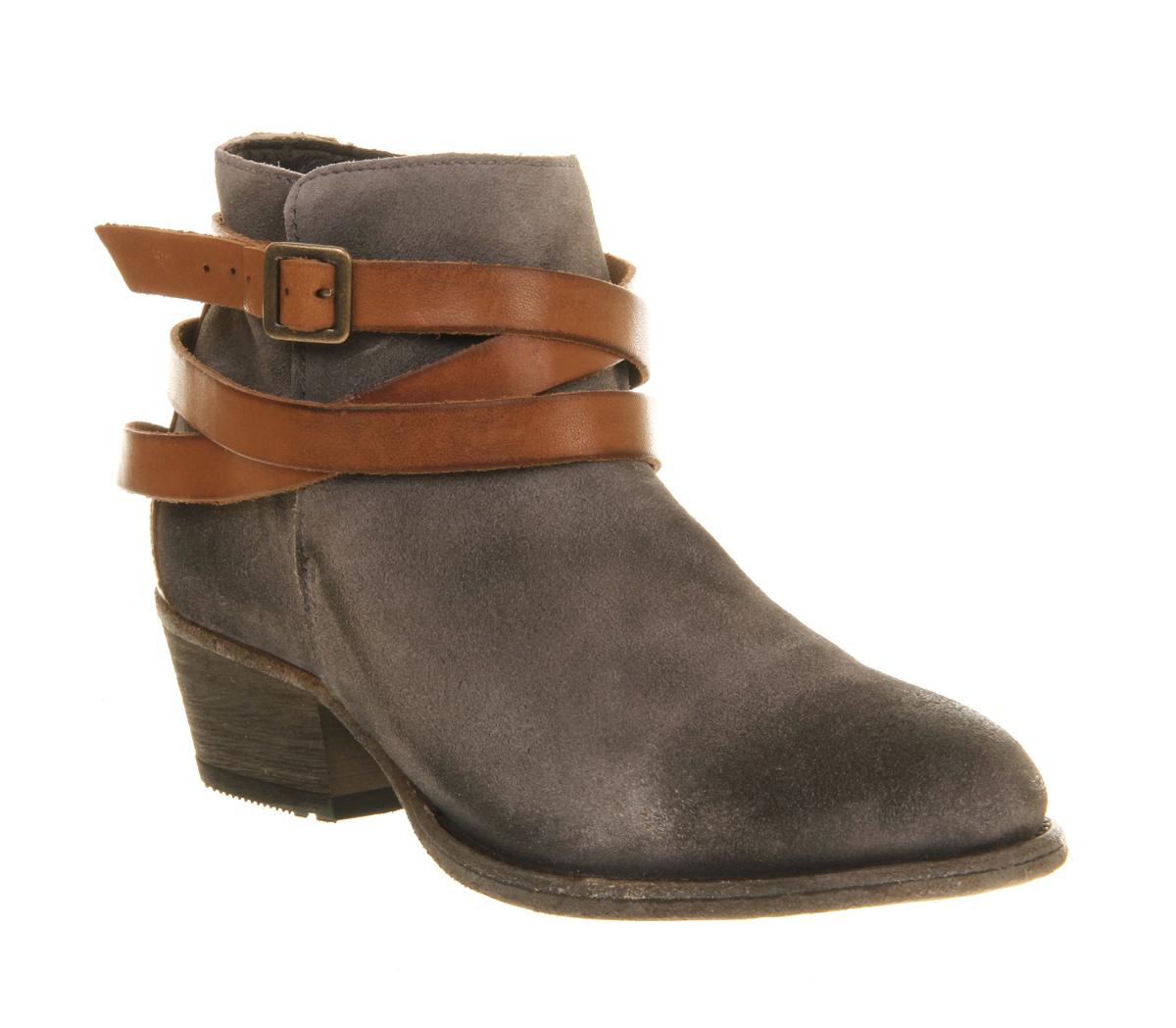 Horringan Strap Ankle Boot Grey Suede