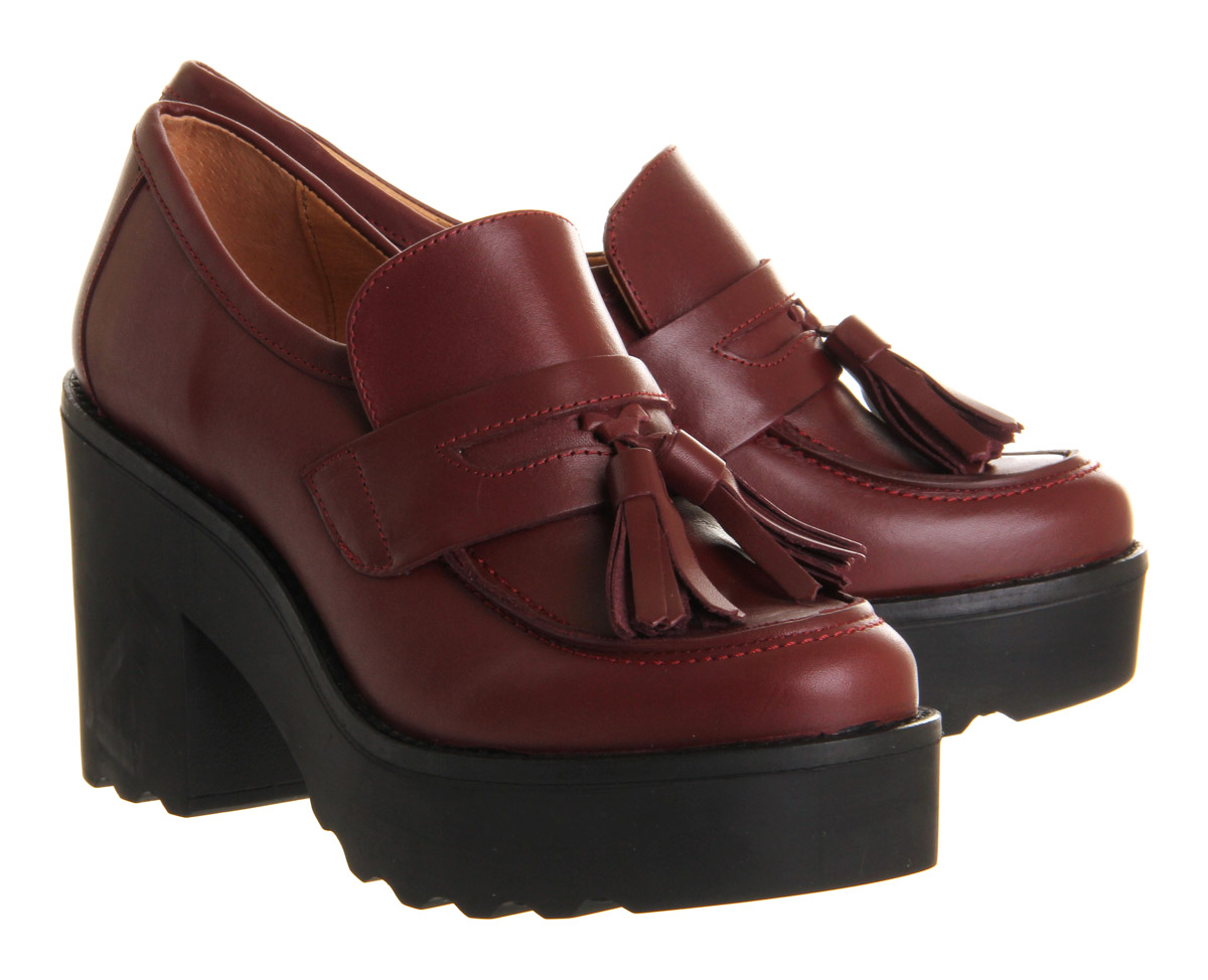 Office Leader Of The Pack Burgundy Leather - Mid Heels