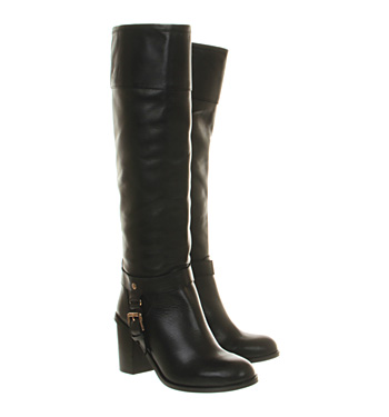 Office Acclaimed Strap Black Leather - Knee Boots