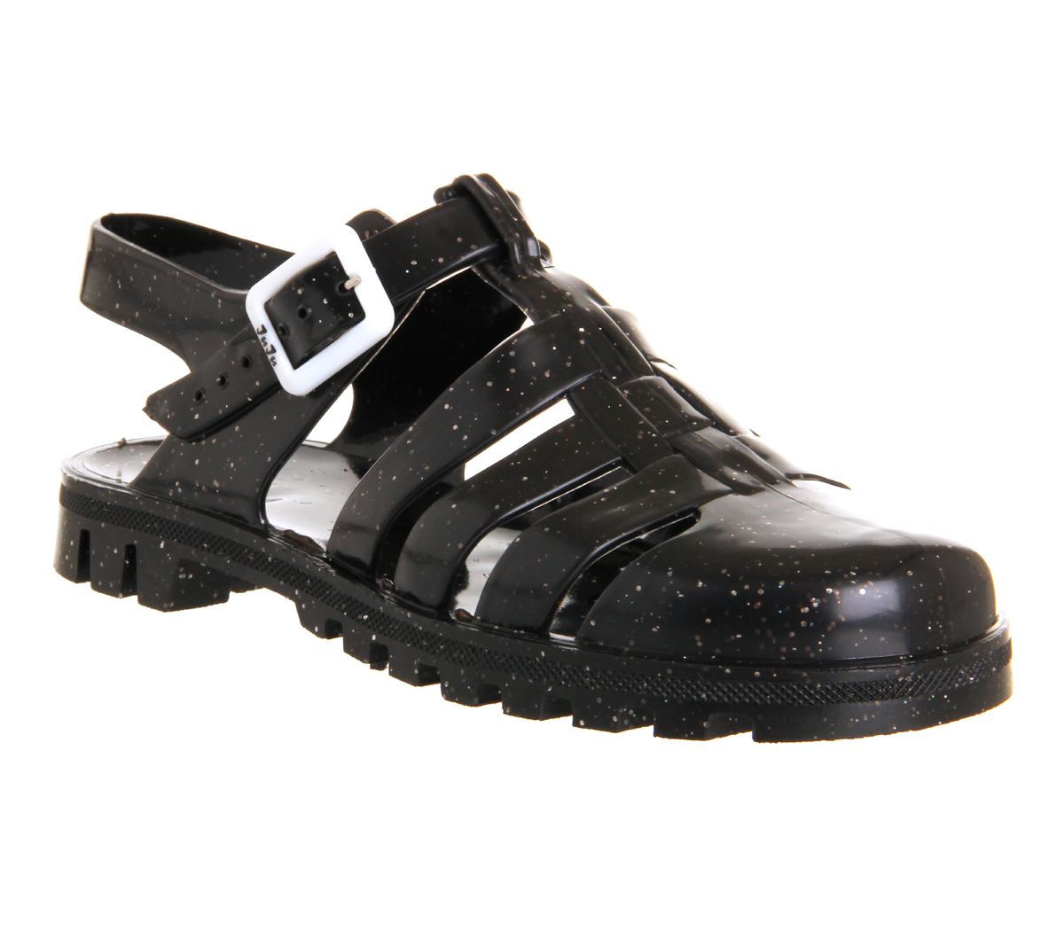 JuJu Maxi Low Jelly  Shoes  Black  Glitter Sandals