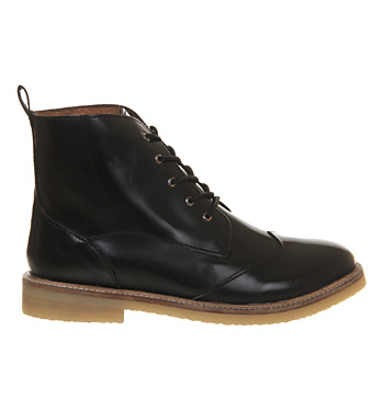 Office Miller Lace Up Black Box Leather - Ankle Boots