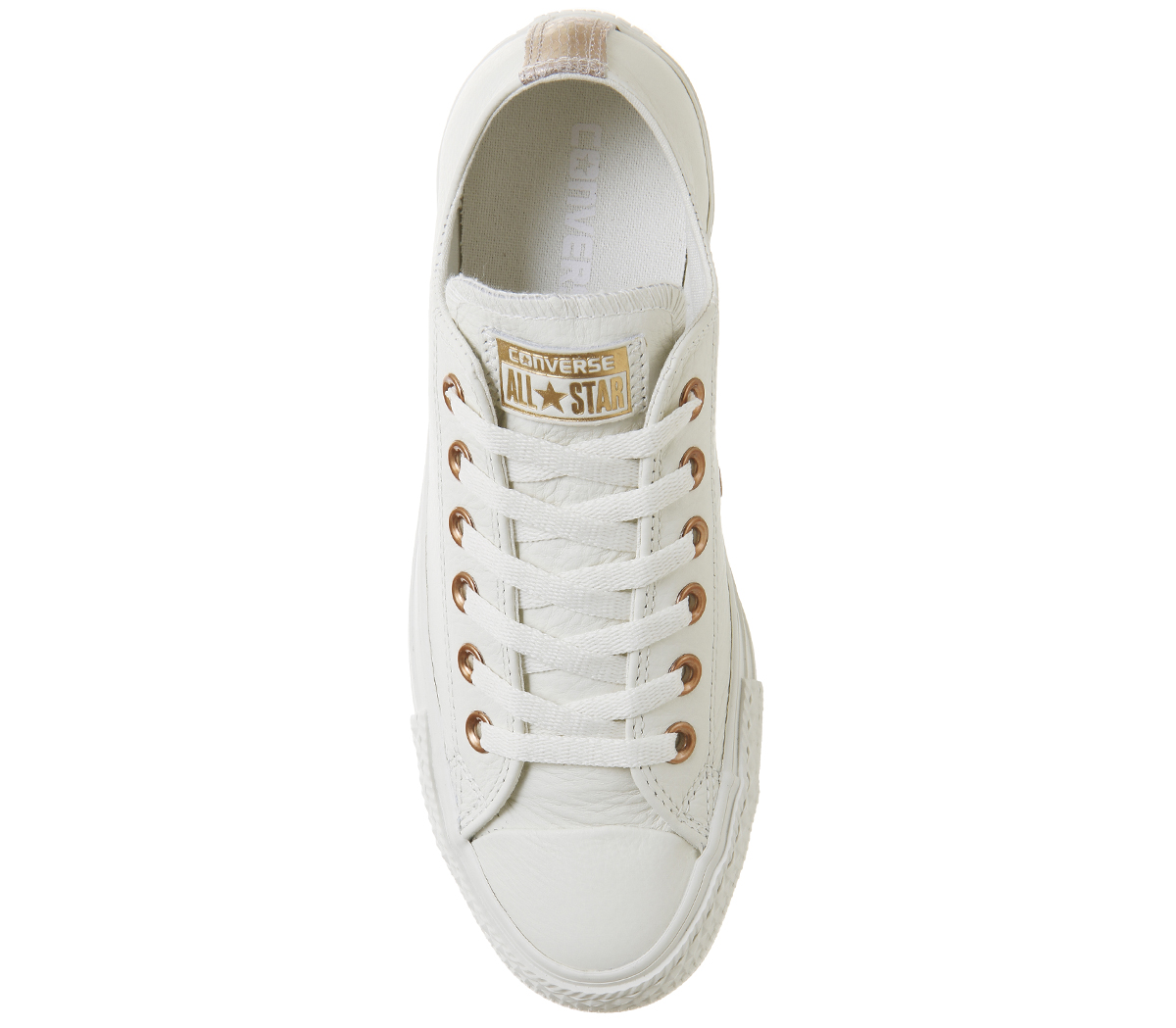 white rose gold leather converse