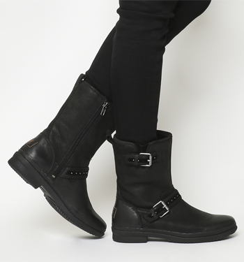UGG Jenise Boots Black Leather - Ankle 