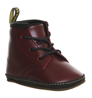 Dr. Martens Auburn Crib Booties Cherry Red Leather