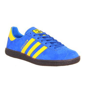 blue and yellow adidas trainers