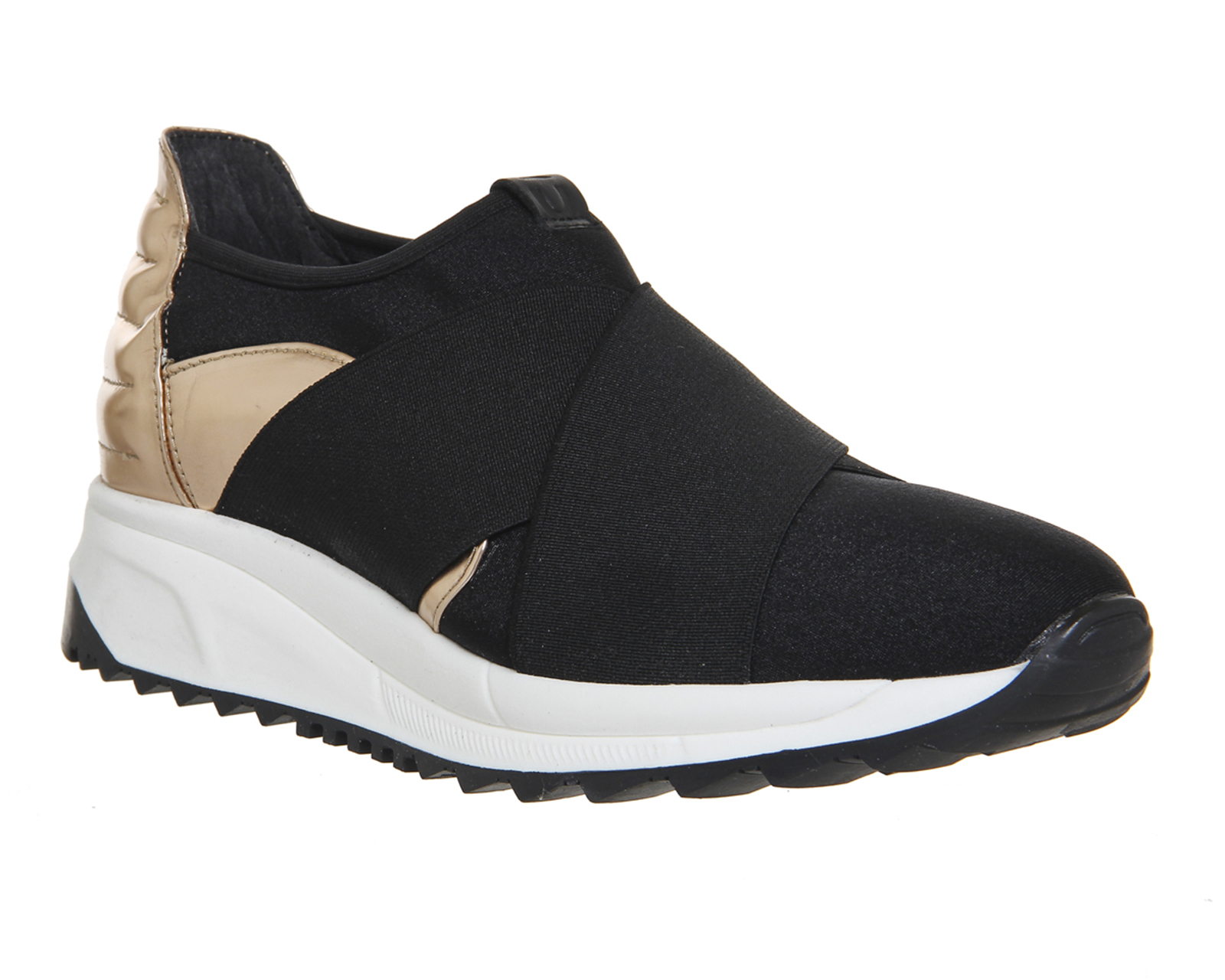 ladies black and rose gold trainers