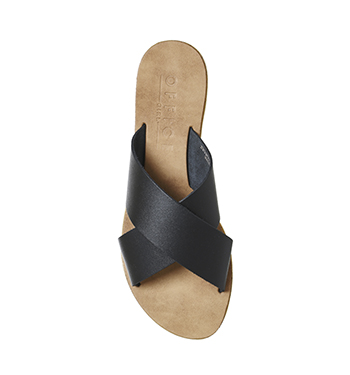 Office Spiritual Cross Strap Mule Sandals Black Leather - Sandals