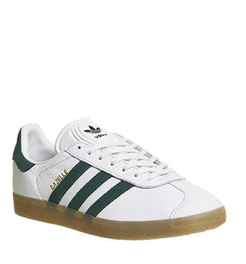 adidas gazelle leather trainers in white green gum