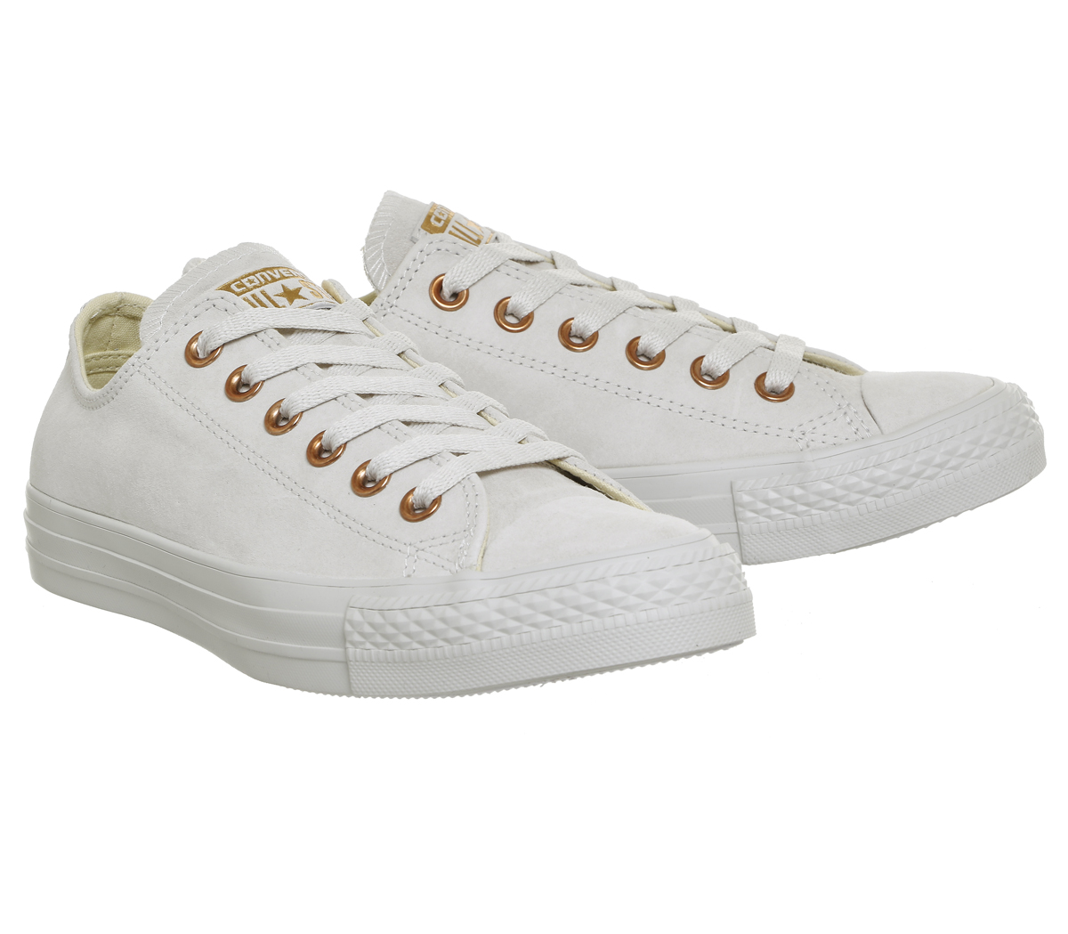 white leather rose gold converse