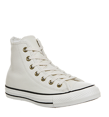 converse black leather faux fur lined hi trainers