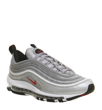 nike white and silver air max 97 trainers