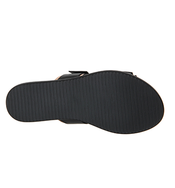 Office Bree Footbed Slide Black Leather - Sandals