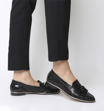 womens black and gold loafers