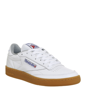 reebok club c 85 trainers with gum sole in white