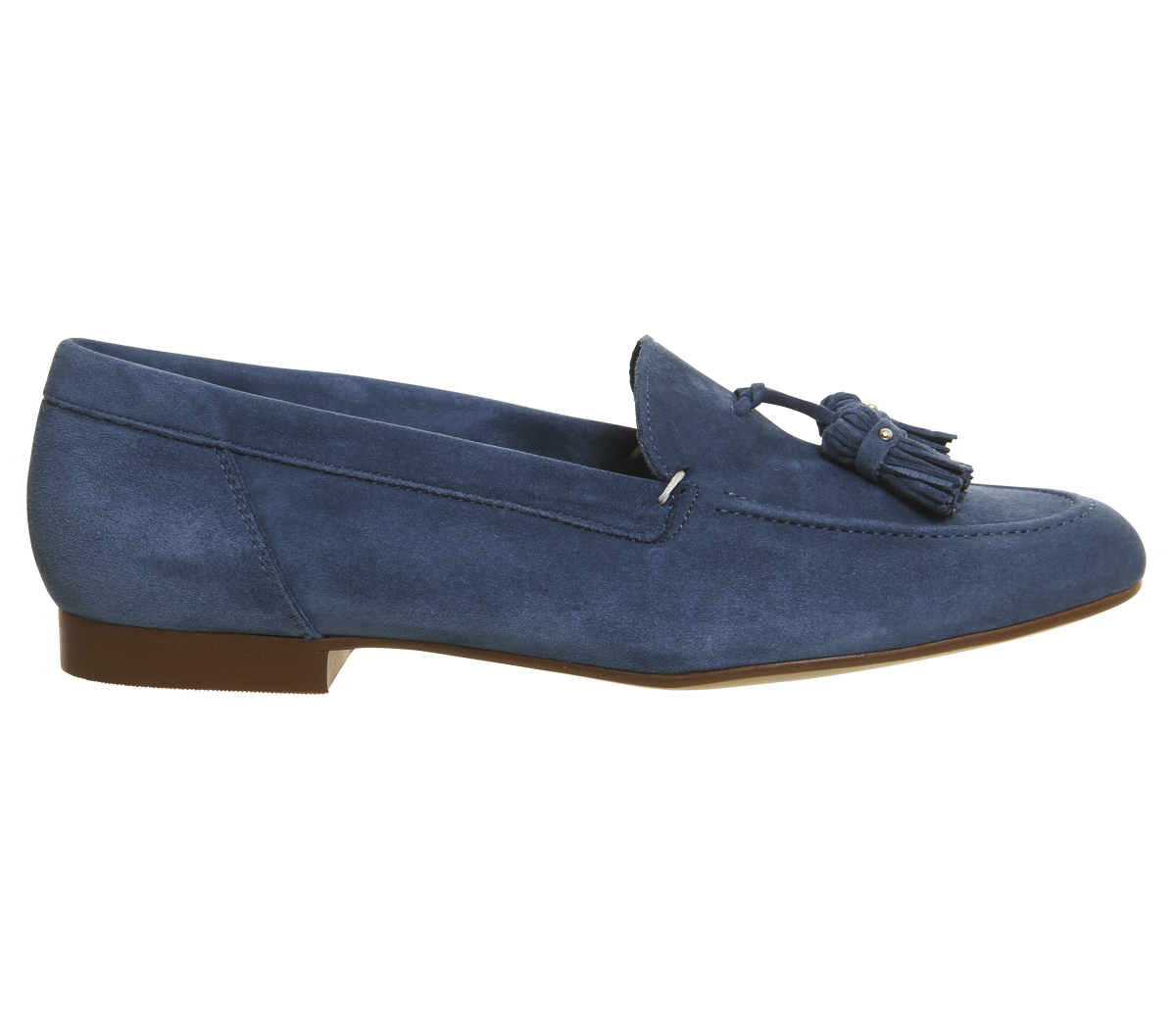 Office Retro Tassel Loafers Blue Suede - Flats