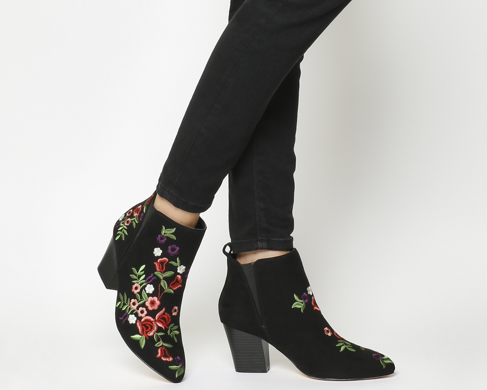 OFFICEAnabella Point Chelsea BootsBlack Embroidered