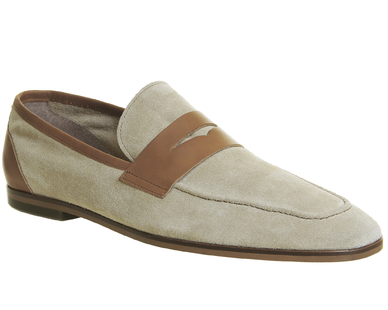 Ask the MissusFelix Penny LoafersBeige Suede Tan Leather