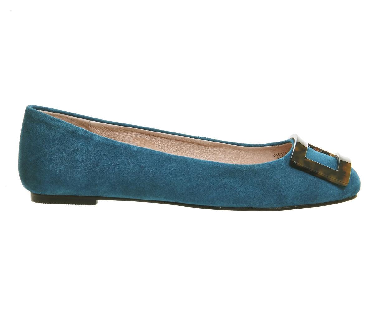Office Darling Square Toe Trim Ballets Teal Suede - Flats