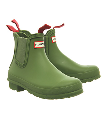 Hunter Original Chelsea Two Tone Wellies Pea Green - Ankle Boots